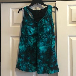 Blue tie dye tankini bathing suit top